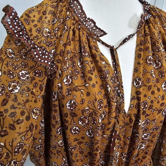 House Of Harlow 1960 Long Sleeve Tiered Ruffle Mini Dress Size M - Picture 14 of 16